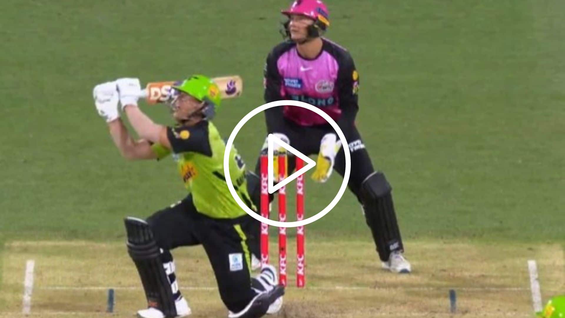 [Watch] David Warner Falls Off A Slower One After Grand Helicopter Entry In BBL 
